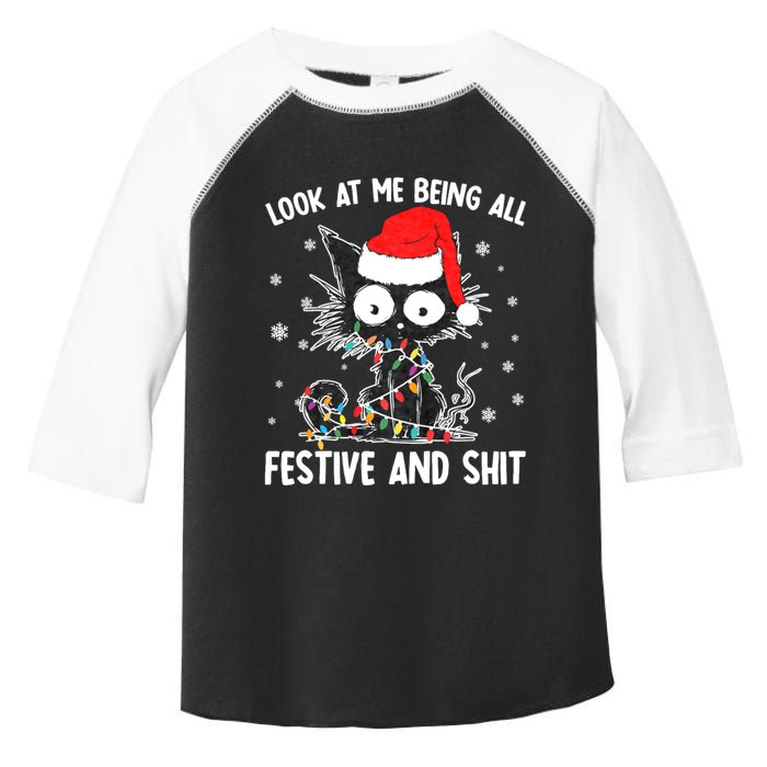 Funny Look At Me Being All Festive And Shits Cat Christmas Toddler Fine Jersey T-Shirt