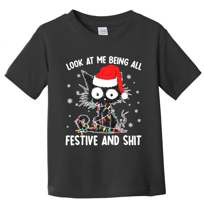 Funny Look At Me Being All Festive And Shits Cat Christmas Toddler T-Shirt