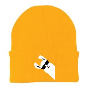 Funny Llama Alpaca With Sunglasses Knit Cap Winter Beanie