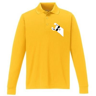 Funny Llama Alpaca With Sunglasses Performance Long Sleeve Polo