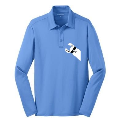 Funny Llama Alpaca With Sunglasses Silk Touch Performance Long Sleeve Polo