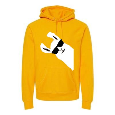 Funny Llama Alpaca With Sunglasses Premium Hoodie