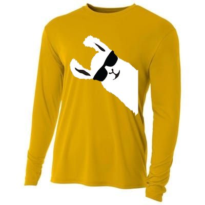 Funny Llama Alpaca With Sunglasses Cooling Performance Long Sleeve Crew