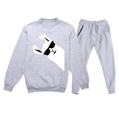 Funny Llama Alpaca With Sunglasses Premium Crewneck Sweatsuit Set