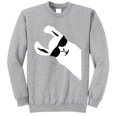 Funny Llama Alpaca With Sunglasses Tall Sweatshirt