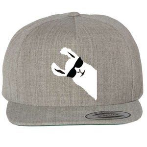 Funny Llama Alpaca With Sunglasses Wool Snapback Cap