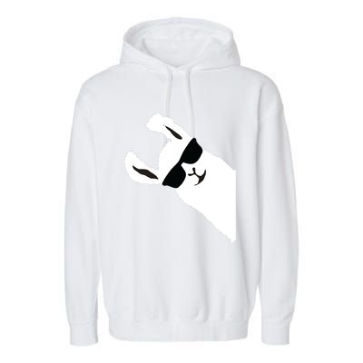 Funny Llama Alpaca With Sunglasses Garment-Dyed Fleece Hoodie