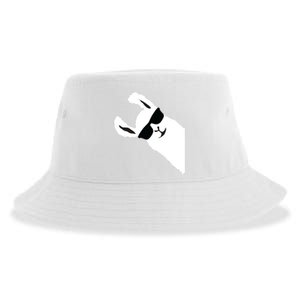 Funny Llama Alpaca With Sunglasses Sustainable Bucket Hat