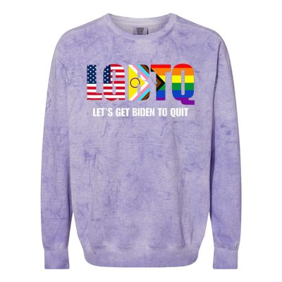 Funny LGBTQ Anti Biden - Let's Get Biden To Quite Colorblast Crewneck Sweatshirt