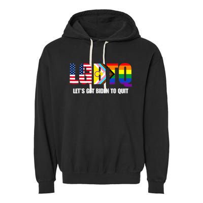 Funny LGBTQ Anti Biden - Let's Get Biden To Quite Garment-Dyed Fleece Hoodie