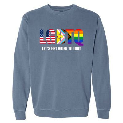 Funny LGBTQ Anti Biden - Let's Get Biden To Quite Garment-Dyed Sweatshirt