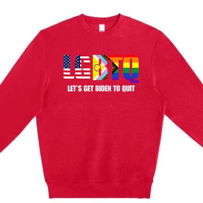 Funny LGBTQ Anti Biden - Let's Get Biden To Quite Premium Crewneck Sweatshirt