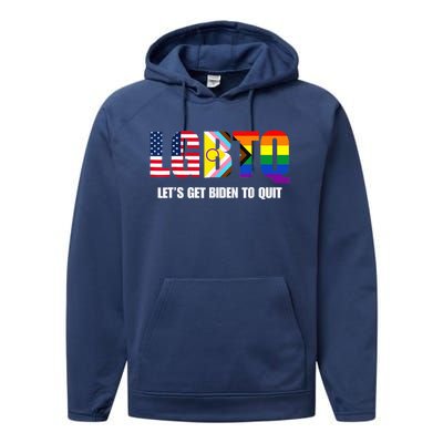 Funny LGBTQ Anti Biden - Let's Get Biden To Quite Performance Fleece Hoodie