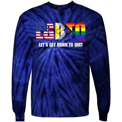 Funny LGBTQ Anti Biden - Let's Get Biden To Quite Tie-Dye Long Sleeve Shirt