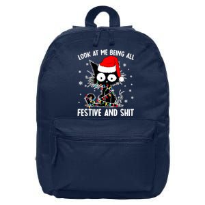 Funny Look At Me Being All Festive And Shits Cat Christmas 16 in Basic Backpack