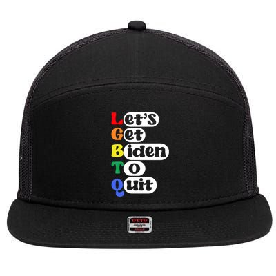 Funny LGBTQ Anti Biden Lets Get Biden To Quite 7 Panel Mesh Trucker Snapback Hat