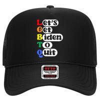 Funny LGBTQ Anti Biden Lets Get Biden To Quite High Crown Mesh Back Trucker Hat