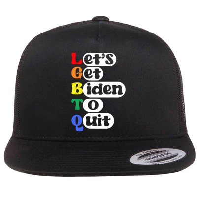 Funny LGBTQ Anti Biden Lets Get Biden To Quite Flat Bill Trucker Hat