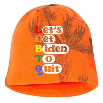 Funny LGBTQ Anti Biden Lets Get Biden To Quite Kati - Camo Knit Beanie