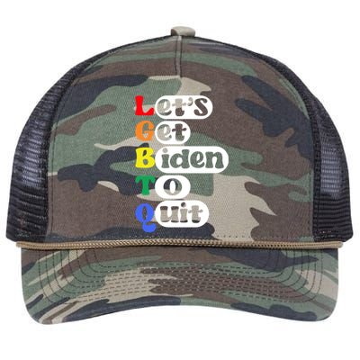 Funny LGBTQ Anti Biden Lets Get Biden To Quite Retro Rope Trucker Hat Cap