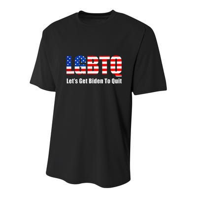 Funny Lgbtq Anti Biden Lets Get Biden To Quit Youth Performance Sprint T-Shirt