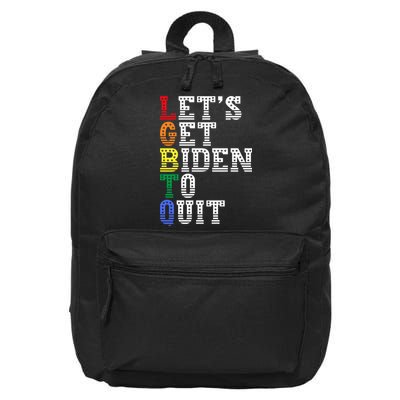 Funny LGBTQ Anti Biden Lets Get Biden To Quite 16 in Basic Backpack