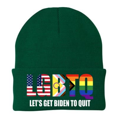 Funny LGBTQ Anti Biden Lets Get Biden To Quite Knit Cap Winter Beanie