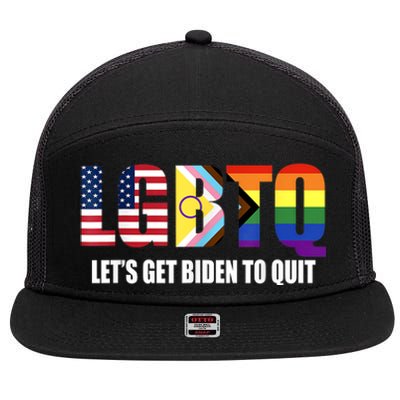 Funny LGBTQ Anti Biden Lets Get Biden To Quite 7 Panel Mesh Trucker Snapback Hat