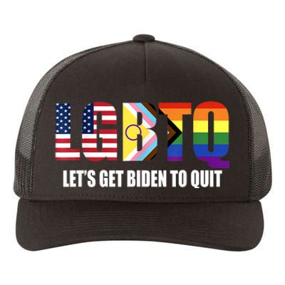 Funny LGBTQ Anti Biden Lets Get Biden To Quite Yupoong Adult 5-Panel Trucker Hat