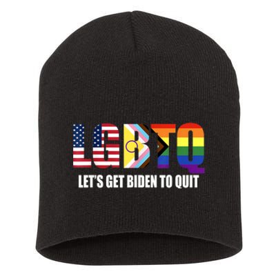 Funny LGBTQ Anti Biden Lets Get Biden To Quite Short Acrylic Beanie