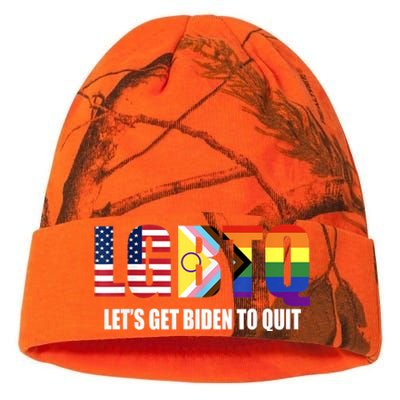 Funny LGBTQ Anti Biden Lets Get Biden To Quite Kati Licensed 12" Camo Beanie