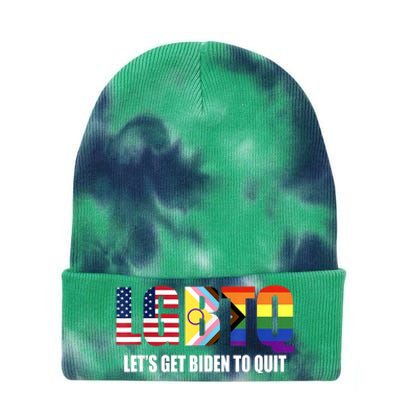 Funny LGBTQ Anti Biden Lets Get Biden To Quite Tie Dye 12in Knit Beanie