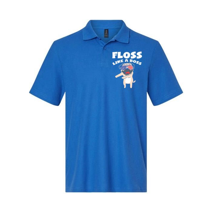 Floss Like A Boss Pug Dog Usa Dance 4th Of July Party Gift Softstyle Adult Sport Polo