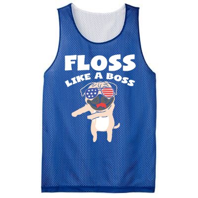 Floss Like A Boss Pug Dog Usa Dance 4th Of July Party Gift Mesh Reversible Basketball Jersey Tank