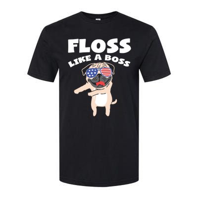 Floss Like A Boss Pug Dog Usa Dance 4th Of July Party Gift Softstyle® CVC T-Shirt