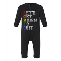 Funny LGBTQ Anti Biden Let's Get Biden To Quite Infant Fleece One Piece