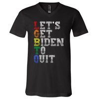 Funny LGBTQ Anti Biden Let's Get Biden To Quite V-Neck T-Shirt