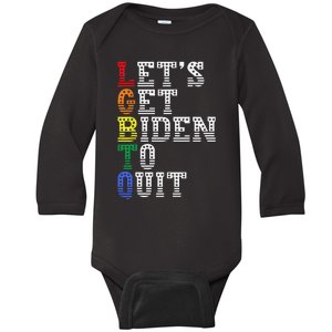 Funny LGBTQ Anti Biden Let's Get Biden To Quite Baby Long Sleeve Bodysuit