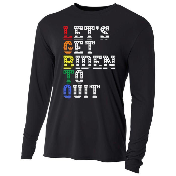 Funny LGBTQ Anti Biden Let's Get Biden To Quite Cooling Performance Long Sleeve Crew