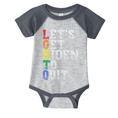 Funny LGBTQ Anti Biden Let's Get Biden To Quite Infant Baby Jersey Bodysuit