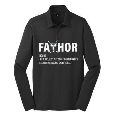 Fathor Like A Dad Just Way Cooler And Mightier Silk Touch Performance Long Sleeve Polo