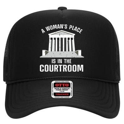 Funny Lawyer Art Women Girls Law Student Female Attorney High Crown Mesh Back Trucker Hat