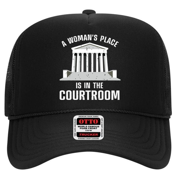 Funny Lawyer Art Women Girls Law Student Female Attorney High Crown Mesh Back Trucker Hat