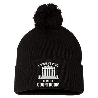 Funny Lawyer Art Women Girls Law Student Female Attorney Pom Pom 12in Knit Beanie