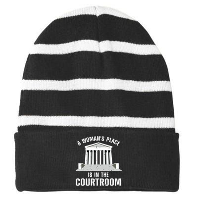 Funny Lawyer Art Women Girls Law Student Female Attorney Striped Beanie with Solid Band