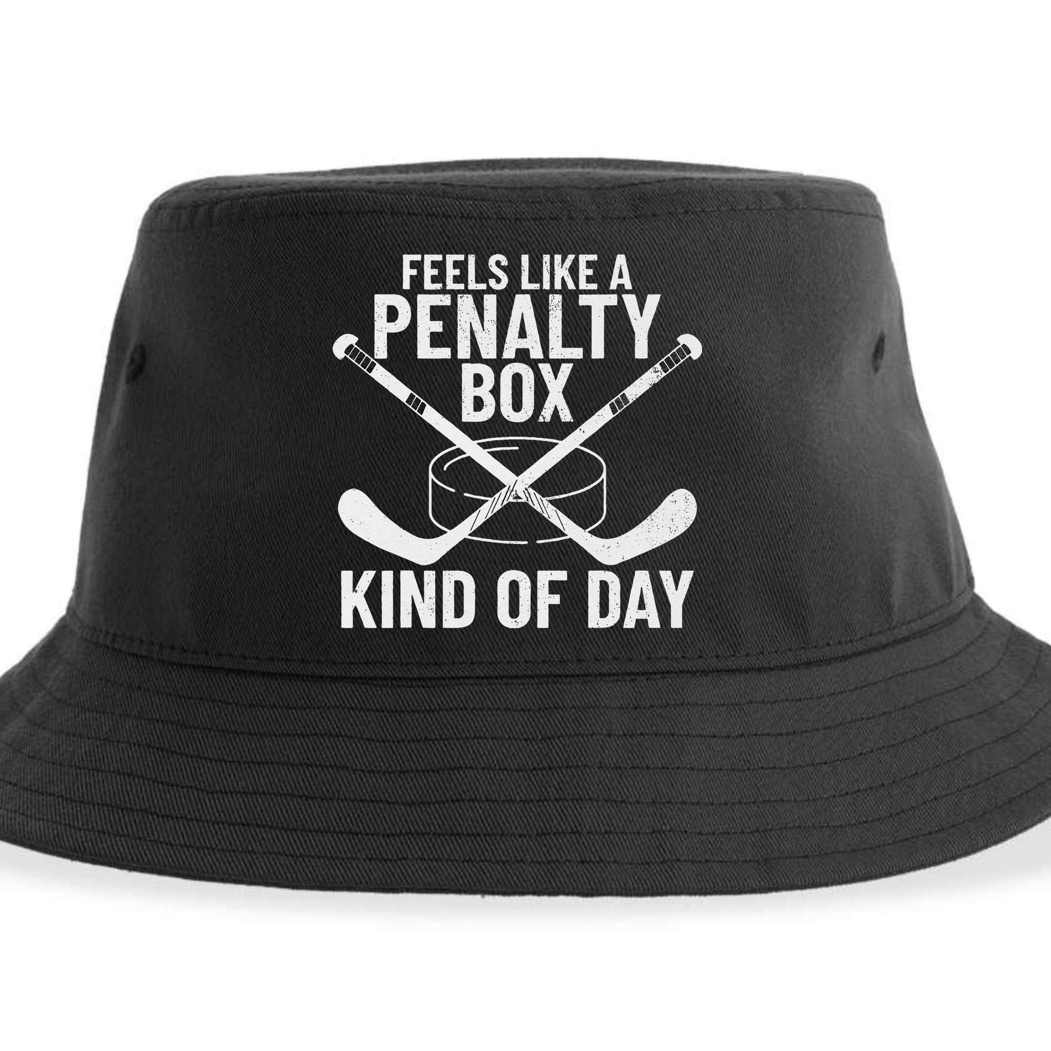 Feels Like A Penalty Box Kind Of Day Funny Hockey Sustainable Bucket Hat