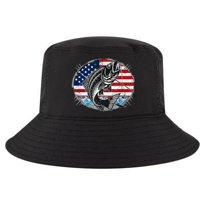 Fishing Lovers + American Flag Cool Comfort Performance Bucket Hat