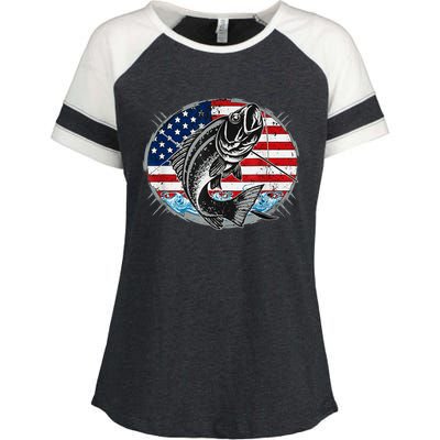 Fishing Lovers + American Flag Enza Ladies Jersey Colorblock Tee