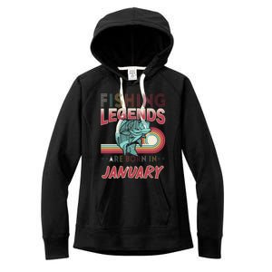 Fishing Legends Are Born In January Women's Fleece Hoodie