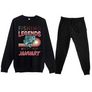 Fishing Legends Are Born In January Premium Crewneck Sweatsuit Set